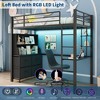Twin Size Loft Bed with Desk, 4 Large Fabric Drawers and Open Shelves, Heavy Duty Metal Loft Bed with LED Lights, Power Outlets, No Box Spring Needed - 4 of 4