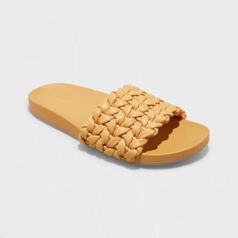Women's Renae Slide Sandals - Universal Thread™ Mustard Yellow 12 : Target