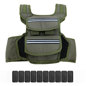 Weighted Vest for Men,25/35/45 LBS Adjustable Weight Vest with Shoulder Pads/Reflective Stripe/ Pockets for Running Walking Home Gym - 1 of 4