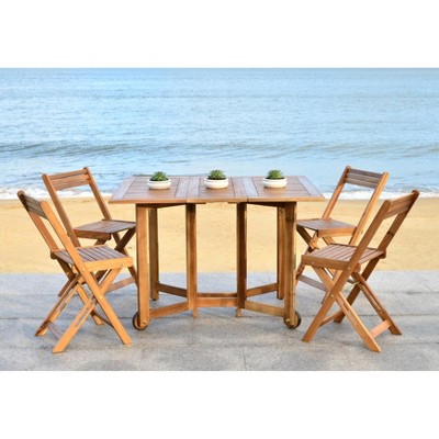Natural Acacia Wood Foldable 5-Piece Outdoor Dining Set