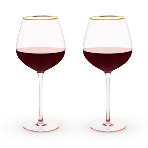 Twine Rose Wine Glasses Set, Gold Rimmed, Set of 2 - 1 of 4