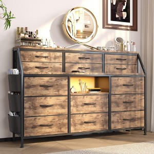 Dresser with Power Outlets and LED Lights, 55" W Dresser for Bedroom with 14 Drawers Dresser - 1 of 4