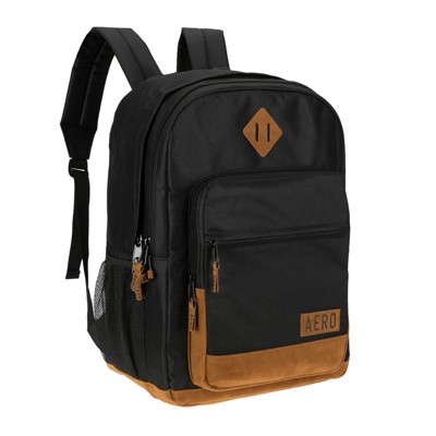 AEROPOSTALE Airstream Unisex Backpack - Aero Mens and Womens Bag for Everyday Use (Black/Brown)