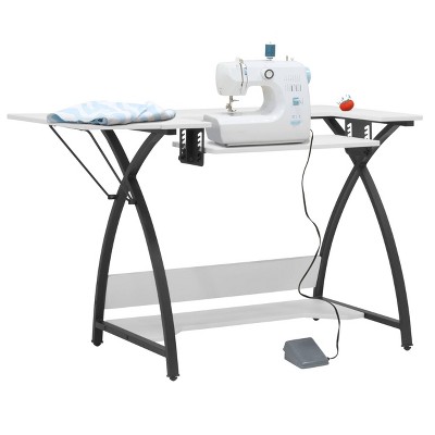 Comet Plus Adjustable Black and White Sewing Table with Storage