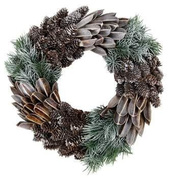 Northlight Brown and Green Pine Needle and Pine Cone Artificial Christmas Wreath, 13.5-Inch, Unlit