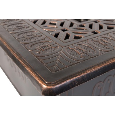 Dynasty Antique Bronze Aluminum Gas Fire Pit Table with Scrollwork Motif