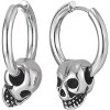 Stainless Steel Skull Huggie Hoops, Vintage Charm Hinged Hoop Earrings for Men & Women - 4 of 4