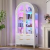 Fredees 70.9" Freestanding Arched Glass Display Cabinet with Color LED Motion Light, Tempered Doors, Storage Drawers for Home or Office - 3 of 4