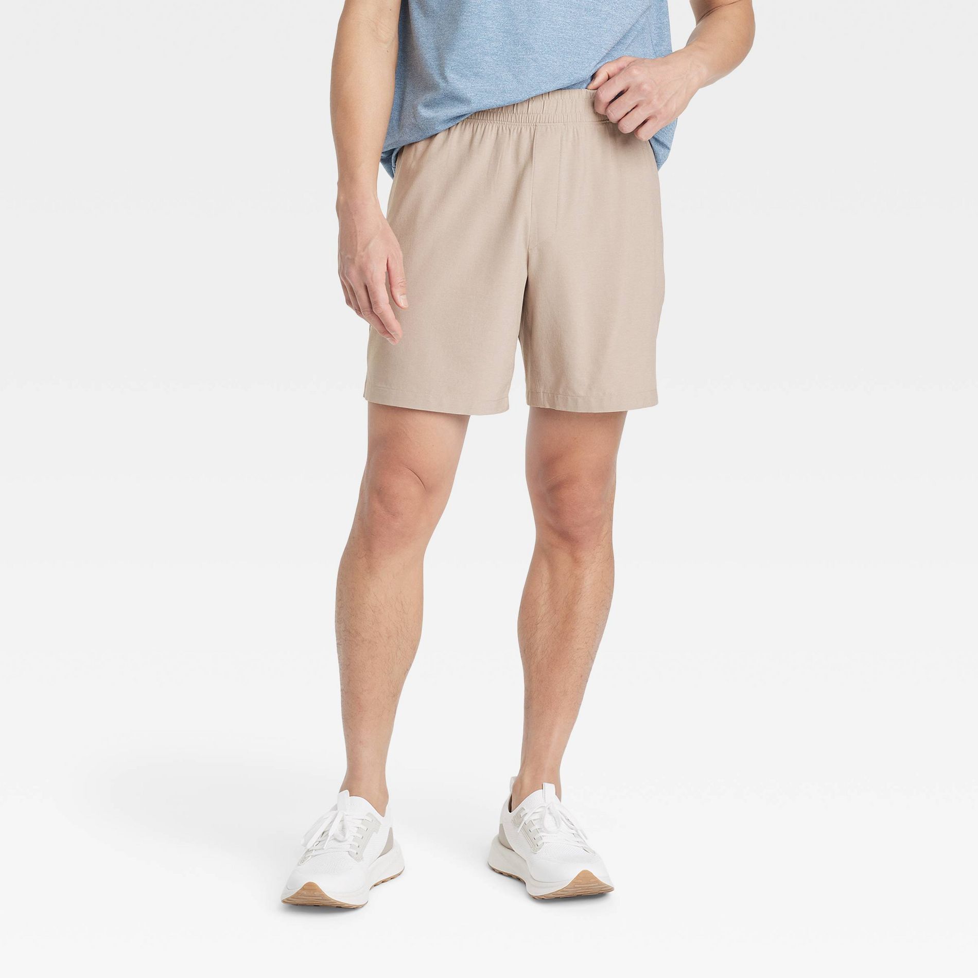 Men's 8" Everyday Woven Shorts - All In Motion™ Tan XXL: Quick Dry, Moisture Wicking, Zippered Pocket