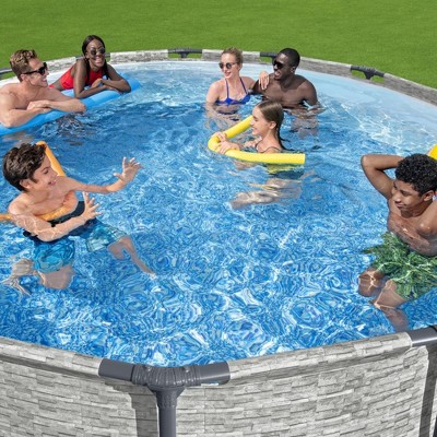 Bestway Steel Pro MAX 14 Foot Round Above Ground Pool Set with Filter Pump and Ladder