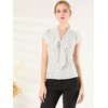 INSPIRE CHIC Women's Polka Dots Tie V Neck Flutter Cap Sleeve Blouse - 4 of 4