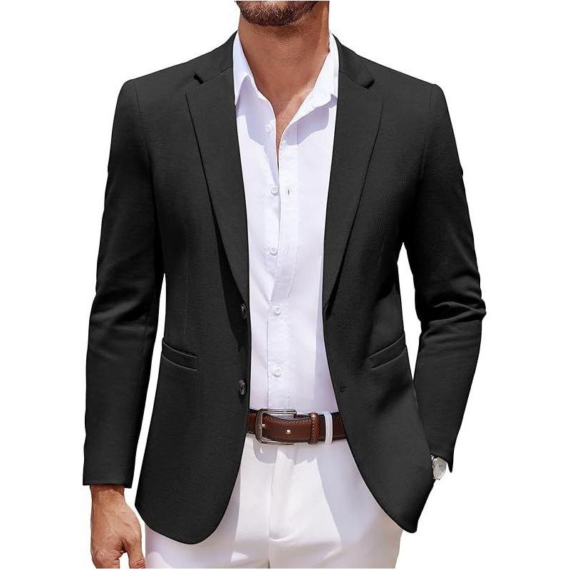 COOFANDY Men's Casual Knit Blazer Two Button Lightweight Sport Coats Suit Jacket Black S