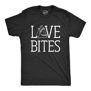 Mens Love Bites Funny Shark Dating Relationship Valentine's Day T shirt - Crazy Dog Men's T Shirt - 1 of 4