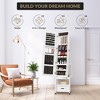 Jewelry Armoire Cabinet with Bottom Drawer & Wheels, 360° Swivel Full Length Mirror with Jewelry Organizer, Brown - 4 of 4