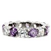 Slickblue Women's Stainless Steel Ring with 5mm Amethyst CZ - Polished Finish, Eternity Style, Sizes 5-10 - 3 of 4