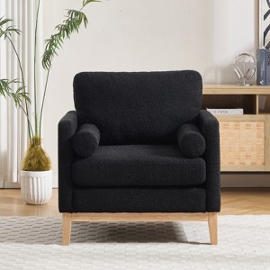 Hrinhom 35.4"W Accent Chair,Modern Reading Armchair with Wood Base,Single Sofa - 1 of 4