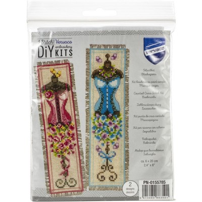 Vervaco Bookmark Counted Cross Stitch Kit 2.4"X8" 2/Pkg-Vintage Mannequins (14 Count)