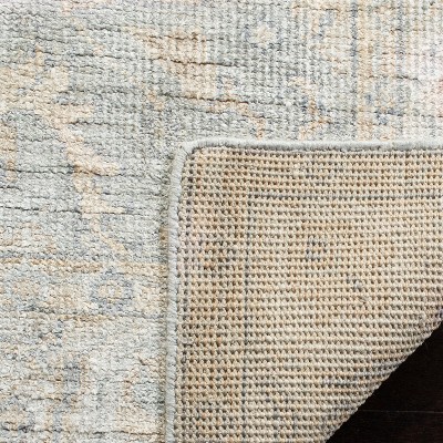 Elysian Light Blue Hand-Knotted Wool & Viscose 5'x8' Area Rug