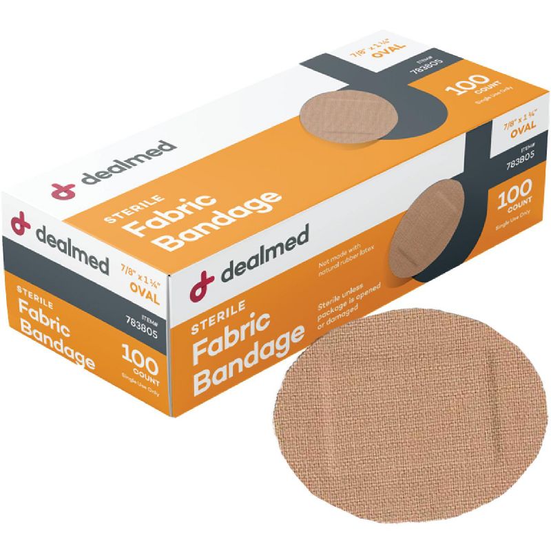 Dealmed Fabric Oval Adhesive Bandages with Non-Stick Pad, Latex Free Wound Care, 3 of 5