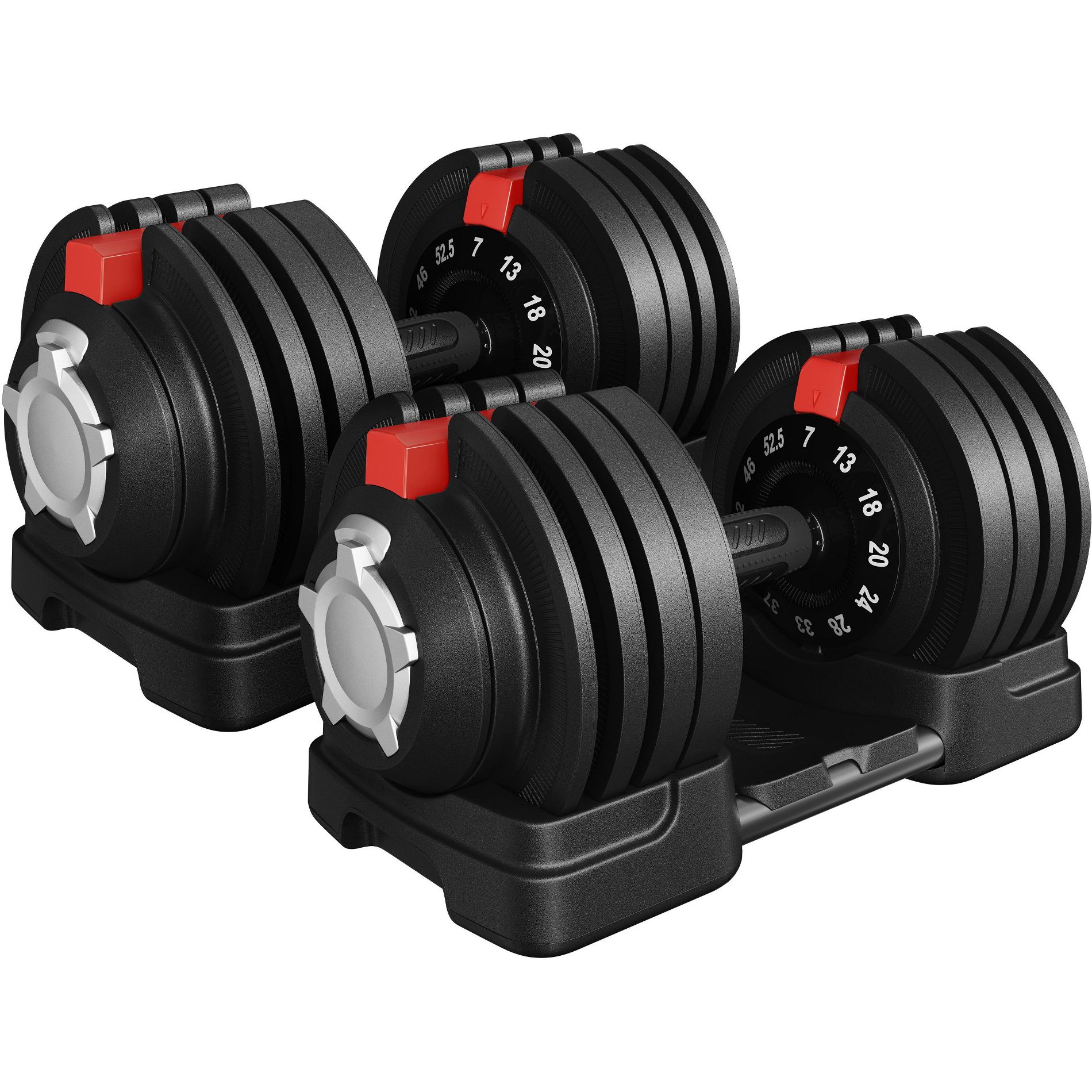 Yaheetech 7-52.5lbs Quick-adjust Dumbbell Set of 2 for Home Gym, Black