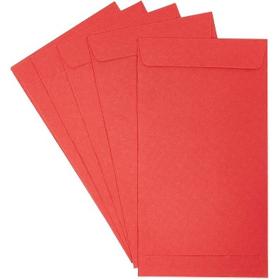 Okuna Outpost 100-Pack Red Budgeting Kraft Paper Money Saving Envelopes Self Seal for Cash, 3.5 x 6.5 In