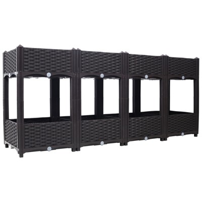 VisioGear Planter Raised Beds, Elevated Planter Garden Box with Drainage, Outdoor Standing Planter Beds Gardening Kit, Brown, 63"*15.7"*27.7"