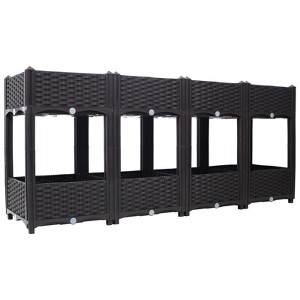 VisioGear Planter Raised Beds, Elevated Planter Garden Box with Drainage, Outdoor Standing Planter Beds Gardening Kit, Brown, 63"*15.7"*27.7" - 1 of 4