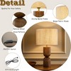 ALOADECOR 24'' Japandi Honey Brown Wood Base Bedside Table Lamp Modern Classic Nightstand Lamp with Beige Linen Fabric Shade for Bedroom - 4 of 4