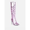 New Expession Metallic Ruched Stiletto Calf Boots Women - 2 of 4
