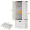 Wood Kitchen Pantry Cabinet with Drawers & Adjustable Shelves,Multi-Room Storage for Kitchen,Dining, Living Room,Bathroom & Offic,Washed White - 2 of 4