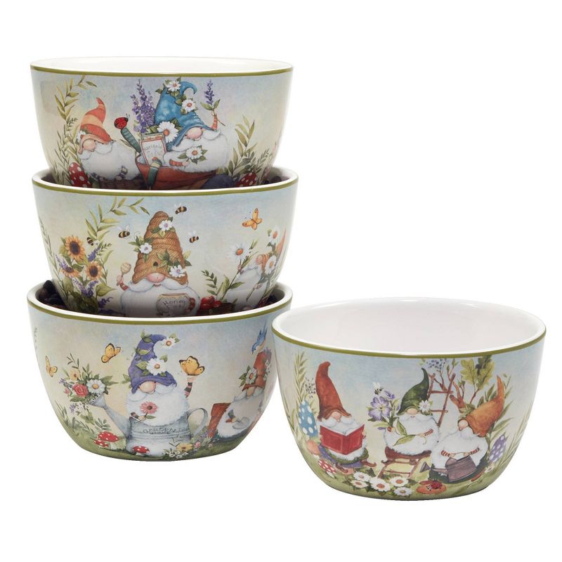 Set of 4 Garden Gnomes Assorted Ice Cream Bowls - Certified International, 1 of 8