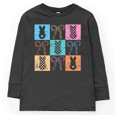 Simply Sage Market Checkered Bunny Coquette Distressed Youth Long Sleeve Tee