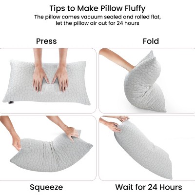 King Size White Shredded Memory Foam Back Sleeper Pillows