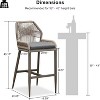 PURPLE LEAF Patio Sunbrella Bar Stools Set of 2 Handwoven Wicker Bar Height Stool Modern Aluminum Outdoor Wicker Barstools with Back and Cushion - 3 of 4