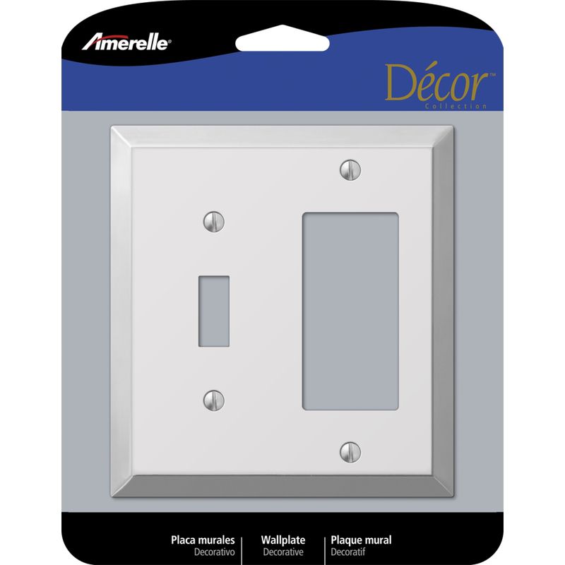 Amerelle Century Polished Chrome Light Gray 2 gang Stamped Steel Rocker/Toggle Wall Plate 1 pk, 1 of 2