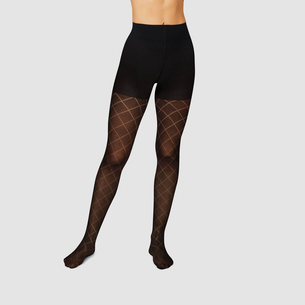 Hanes Womens High Waisted Diamond Outline emi Opaque Tights Black Connecticut Post Mall