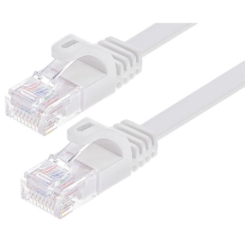 Monoprice Cat6 50 Feet White Flat Patch Cable, UTP, 30AWG, 550MHz, Pure Bare Copper, Snagless RJ45, Flexboot Series Ethernet Cable, 1 of 5