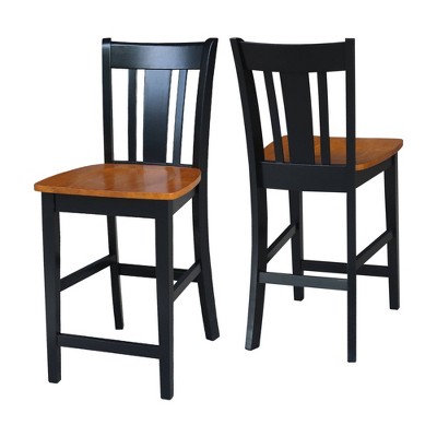 San Remo Black and Cherry Wood Counter Stool