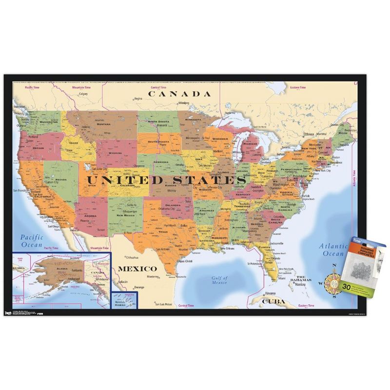 Trends International Map - USA Time Zones Unframed Wall Poster Prints, 1 of 7