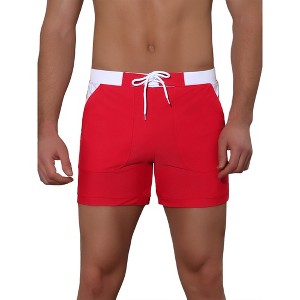 Lars Amadeus Men's Summer Holiday Contrast Color Drawstring Waist Beach Board Shorts - 1 of 4