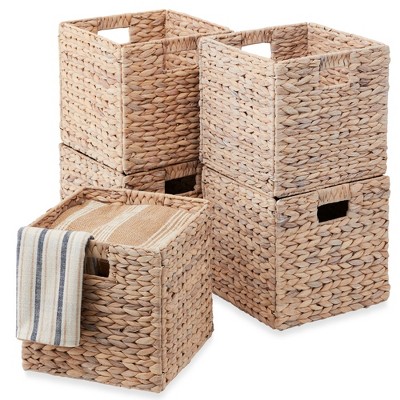 Casafield Set Of 3 Water Hyacinth Lidded Storage Baskets (small