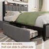 homfan Bed Frame with 2 Storage Drawers and Charging Station, Rustic Linen Upholstered Platform Bed Frame with Storage Headboard, Gray - 3 of 4