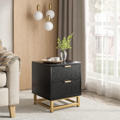 Nasitip 2-Drawer Dresser with Gold Handles, Small Wood Chest for Bedroom or Closet, Modern Storage Nightstand