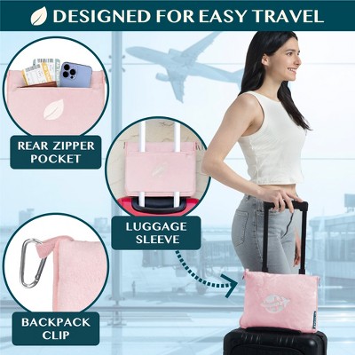 Light Pink Microfleece Travel Blanket and Pillow Set