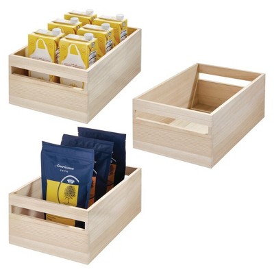 iDesign Paulownia Wood Pantry Storage Bin - Set of 3 - Natural