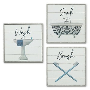 Americanflat Vintage Rustic Bathroom Signs - 2, 3 & 4 X Composite Wood 10" Bathroom Signs For Wall Decor - 1 of 4