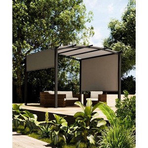 Outdoor Arched Pergola,metal Pergola with Retractable Canopy, Arched Style Gazebos for Backyards, Lawn, Patios, Family Meals - 1 of 4
