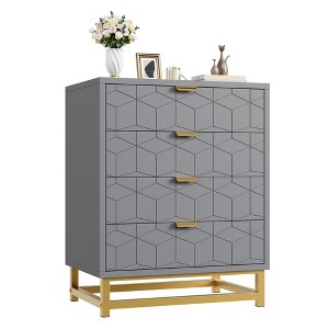 4 Drawer Dresser for Bedroom, Wood Chest of Drawers, Modern Dressers with Gold Metal Handles for Living Room, Hallway, Entryway - 1 of 4
