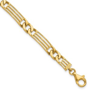 Black Bow Jewelry Men's 7mm 14k Yellow Gold Polished Link Bracelet, 8.5 Inch - 1 of 4
