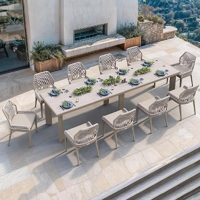 PURPLE LEAF Dining Set Patio Metal Table and Wicker Rattan Chairs for Outside Porch Garden Kitchen Modern Outdoor Furniture Sets